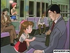 Hentai Babe Fucked Rough By Two Men On Train