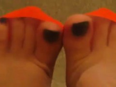 Feet In Orange Stockings Point Of View