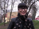 Beautiful Russian student bangs in public