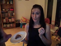 British amateur enjoys some cum on her chocolate cake