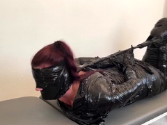 Hogtied and mummified breathplay