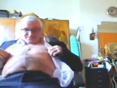 Suited Grandpa Cum On His Pants