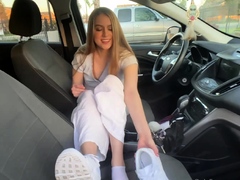 sabrinaasoless sweaty shoe sock removal the car xxx